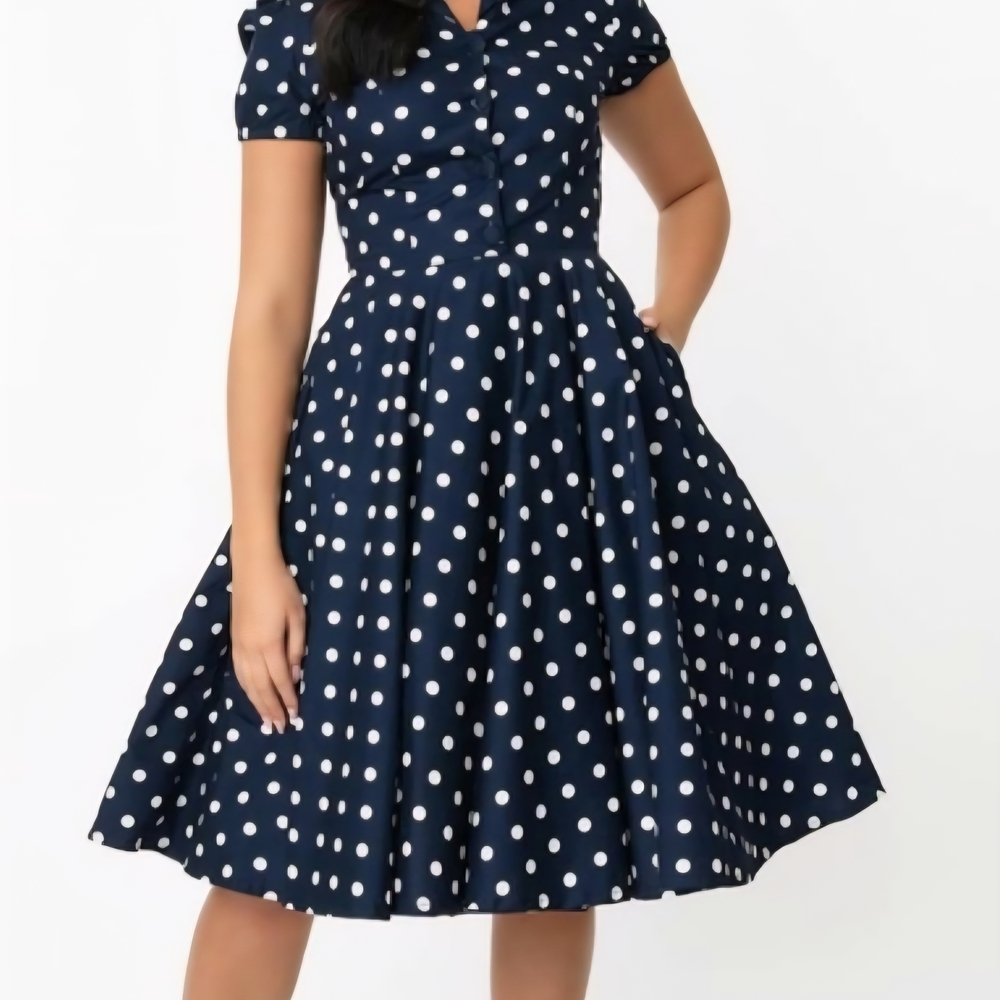 Magnolia Park Black and White Polka Dot Midi Dress